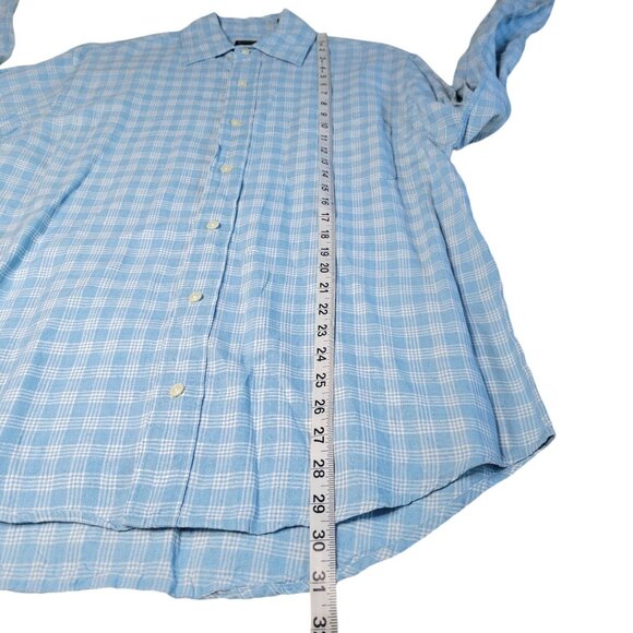 2 Henry Cottons Men's Linen Plaid Dress Shirts Sz Small Tall Blue Orange Easter - Picture 14 of 16